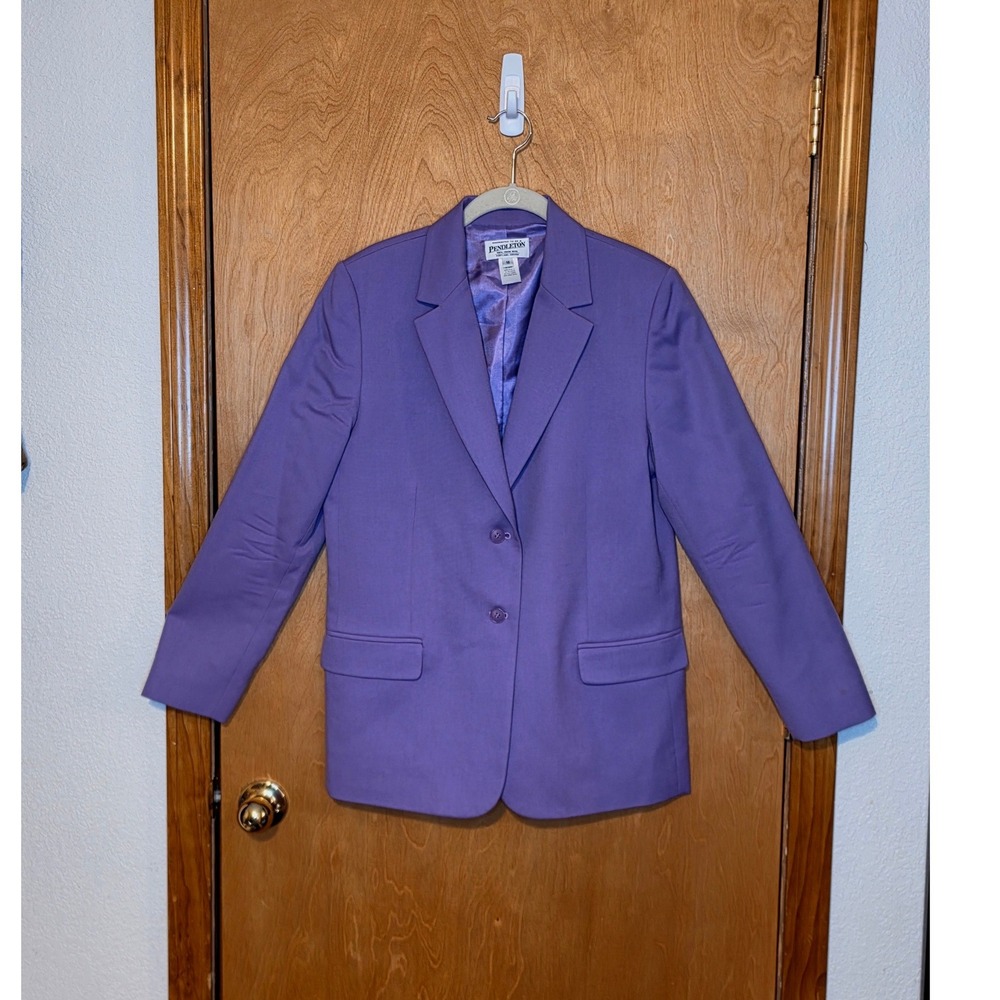 Vintage Pendleton Purple 100% Virgin Wool Blazer Jacket Size 10 Two Button EUC